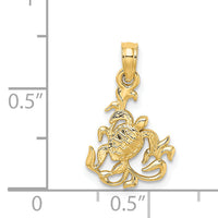 14K Textured Mini Sea Turtle and Kelp Charm-K7783