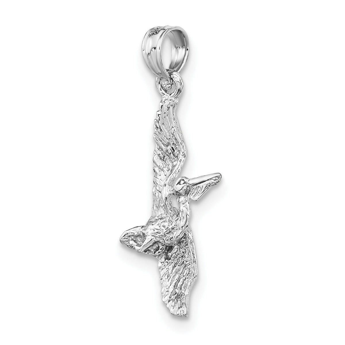 14K White Gold 3-D Pelican Flying Charm-K7785W