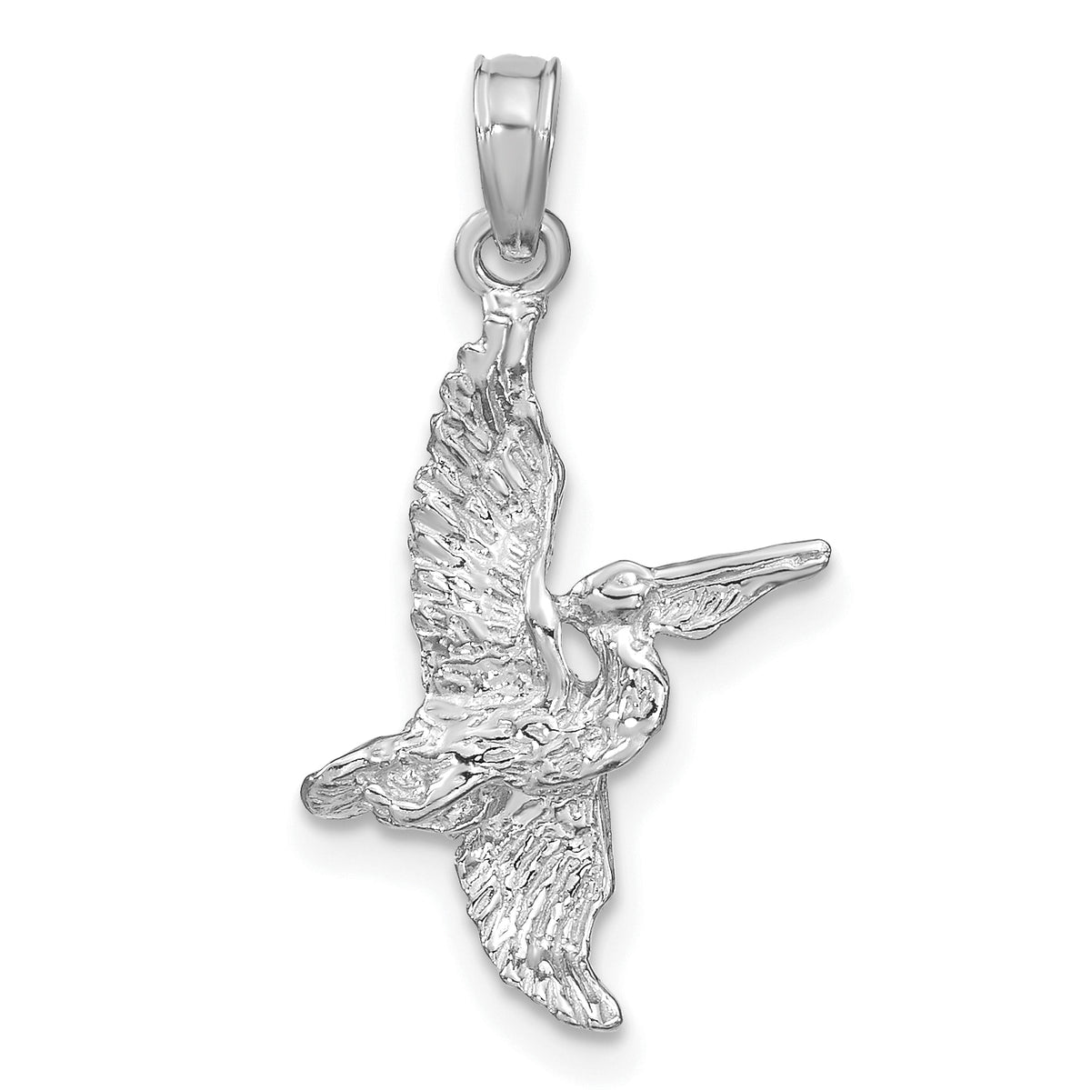 14K White Gold 3-D Pelican Flying Charm-K7785W