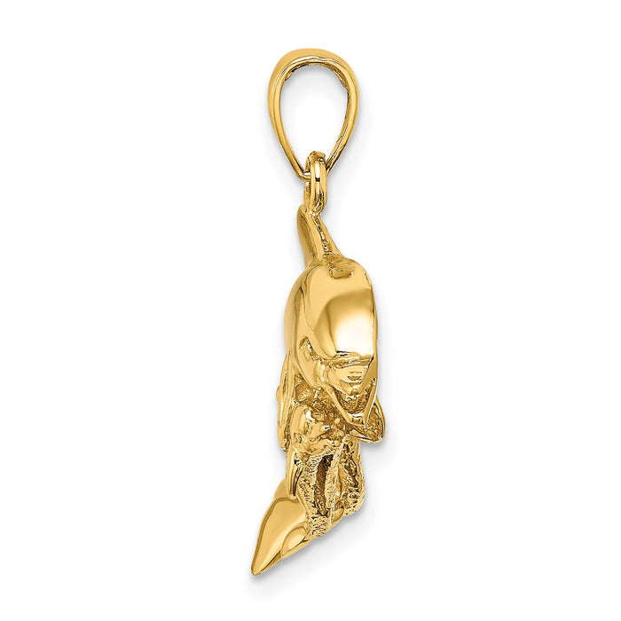 14K 2-D Two Swimming Dolphins Charm-K7791