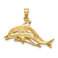 14K 2-D Two Swimming Dolphins Charm-K7791