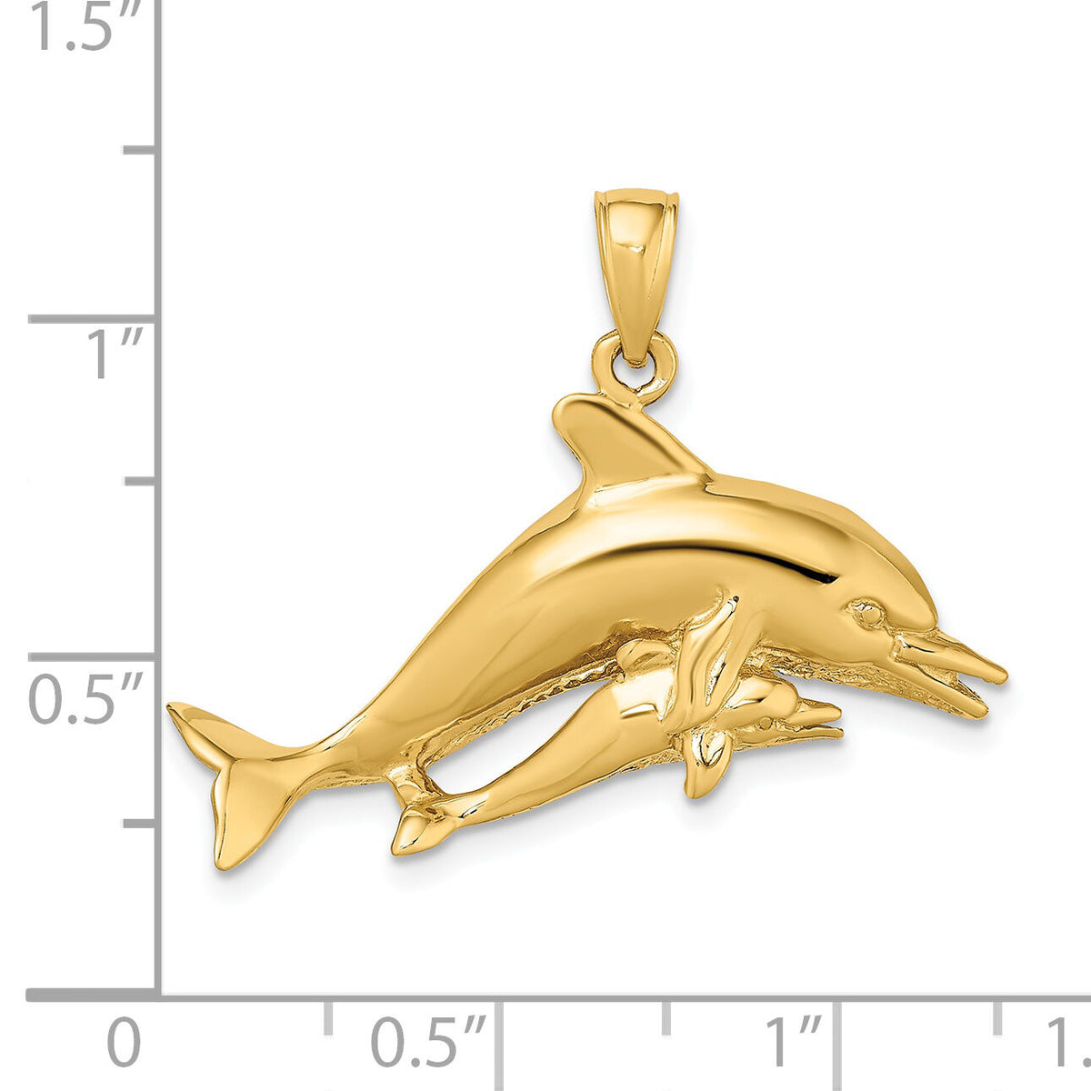 14K 2-D Two Swimming Dolphins Charm-K7791
