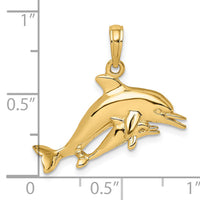 14K 2-D Double Dolphins Swimming Charm-K7792