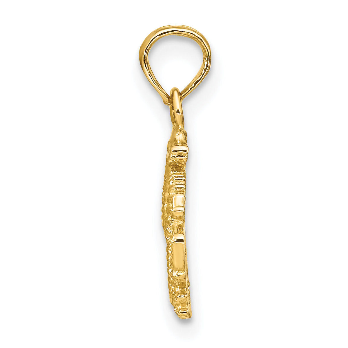 14K Textured Mini Seahorse and Coral Charm-K7798
