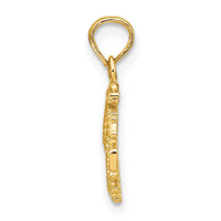 14K Textured Mini Seahorse and Coral Charm-K7798