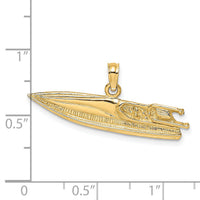 14K 2-D Textured SPEED BOAT Charm-K7799
