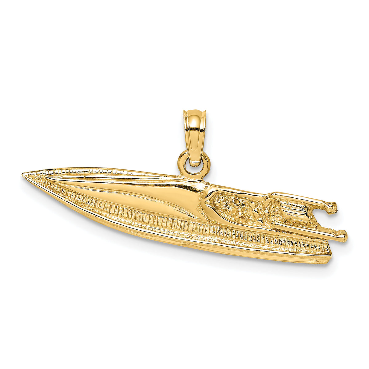 14K 2-D Textured SPEED BOAT Charm-K7799