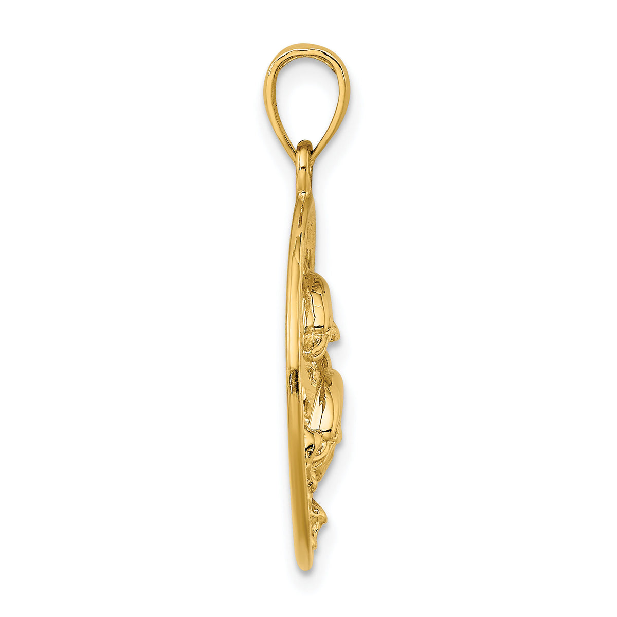 14K Double Dolphins In Circle Charm-K7802