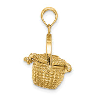14K 3-D Nantucket Basket Moveable Lid Charm-K7803