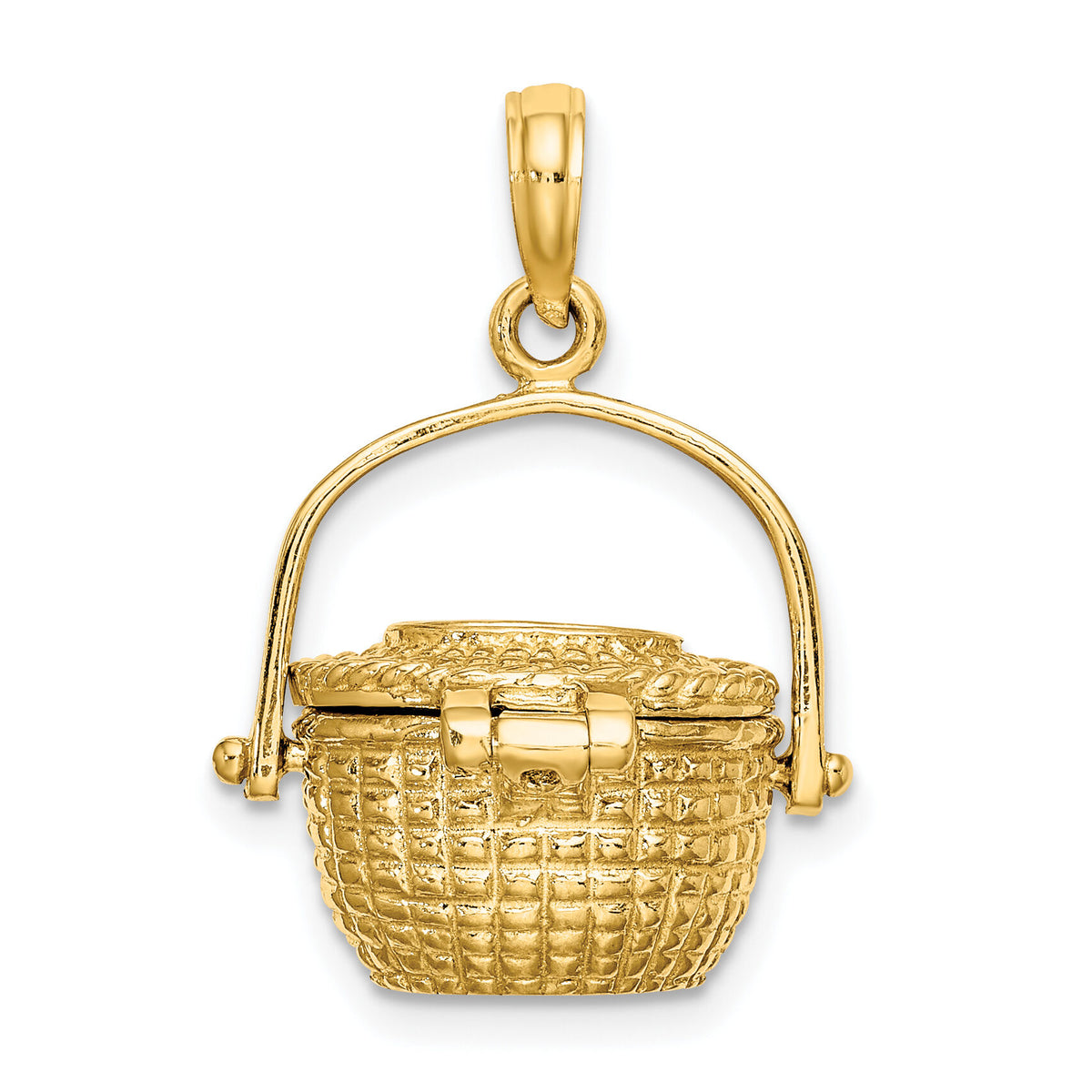 14K 3-D Nantucket Basket Moveable Lid Charm-K7803