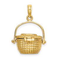 14K 3-D Nantucket Basket Moveable Lid Charm-K7803