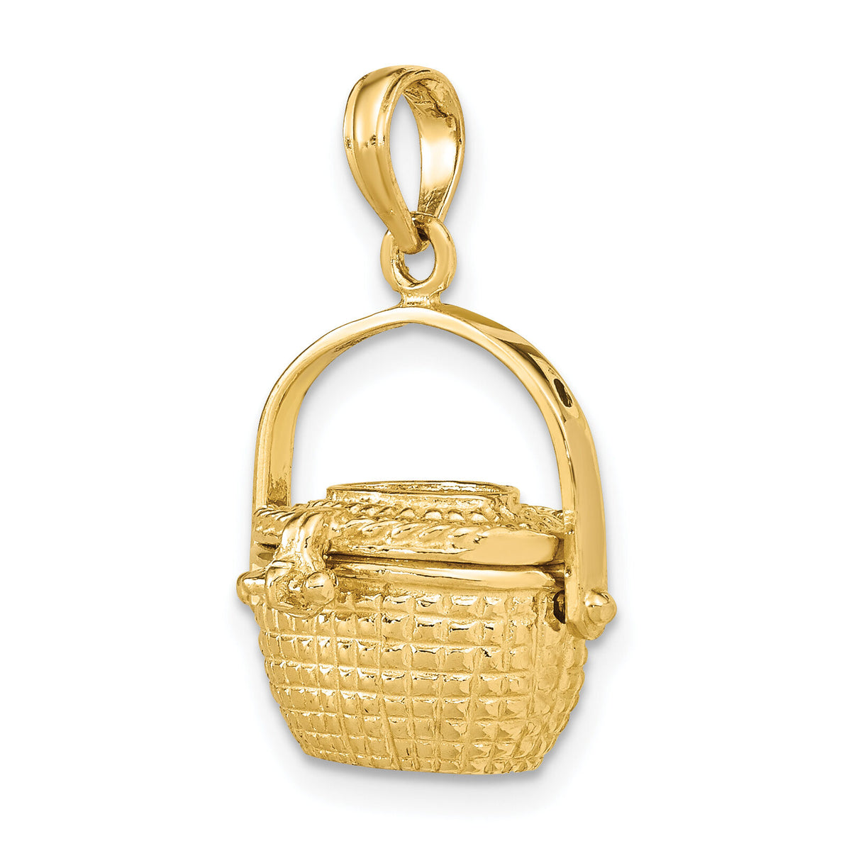 14K 3-D Nantucket Basket Moveable Lid Charm-K7803