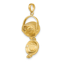 14K 3-D Nantucket Basket Moveable Lid Charm-K7803