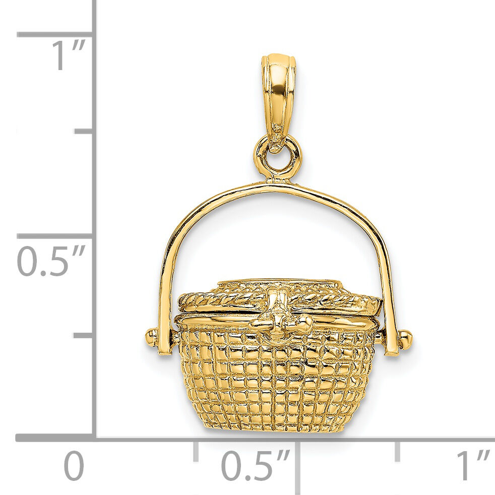14K 3-D Nantucket Basket Moveable Lid Charm-K7803