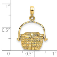 14K 3-D Nantucket Basket Moveable Lid Charm-K7803