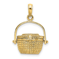 14K 3-D Nantucket Basket Moveable Lid Charm-K7803