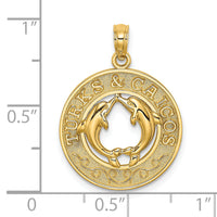 14K TURKS AND CAICOS w/ Dolphins Circle Charm-K7815