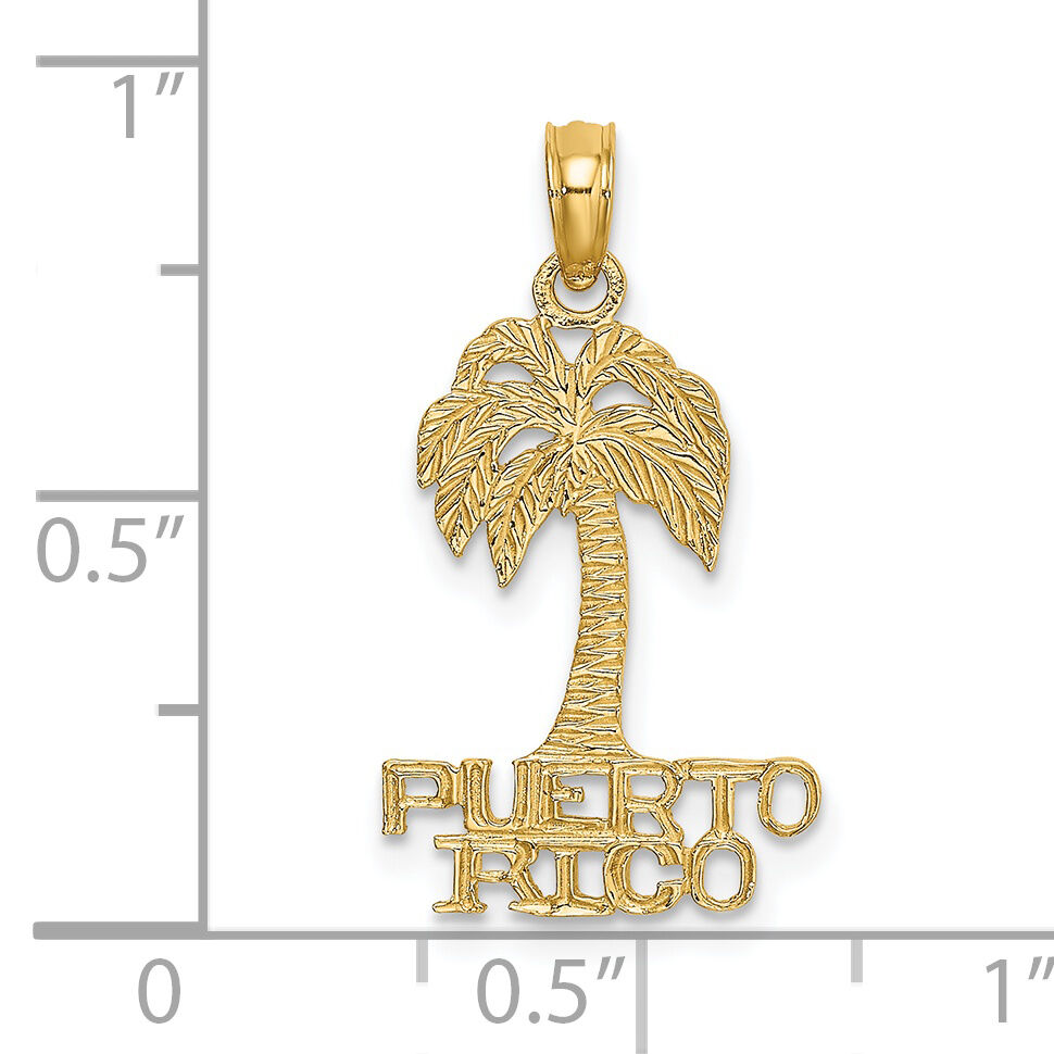14K Flat PUERTO RICO Under Palm Tree Charm-K7817