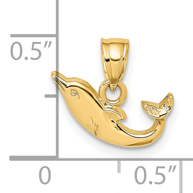 14K Polished Mini Dolphin Charm-K7820