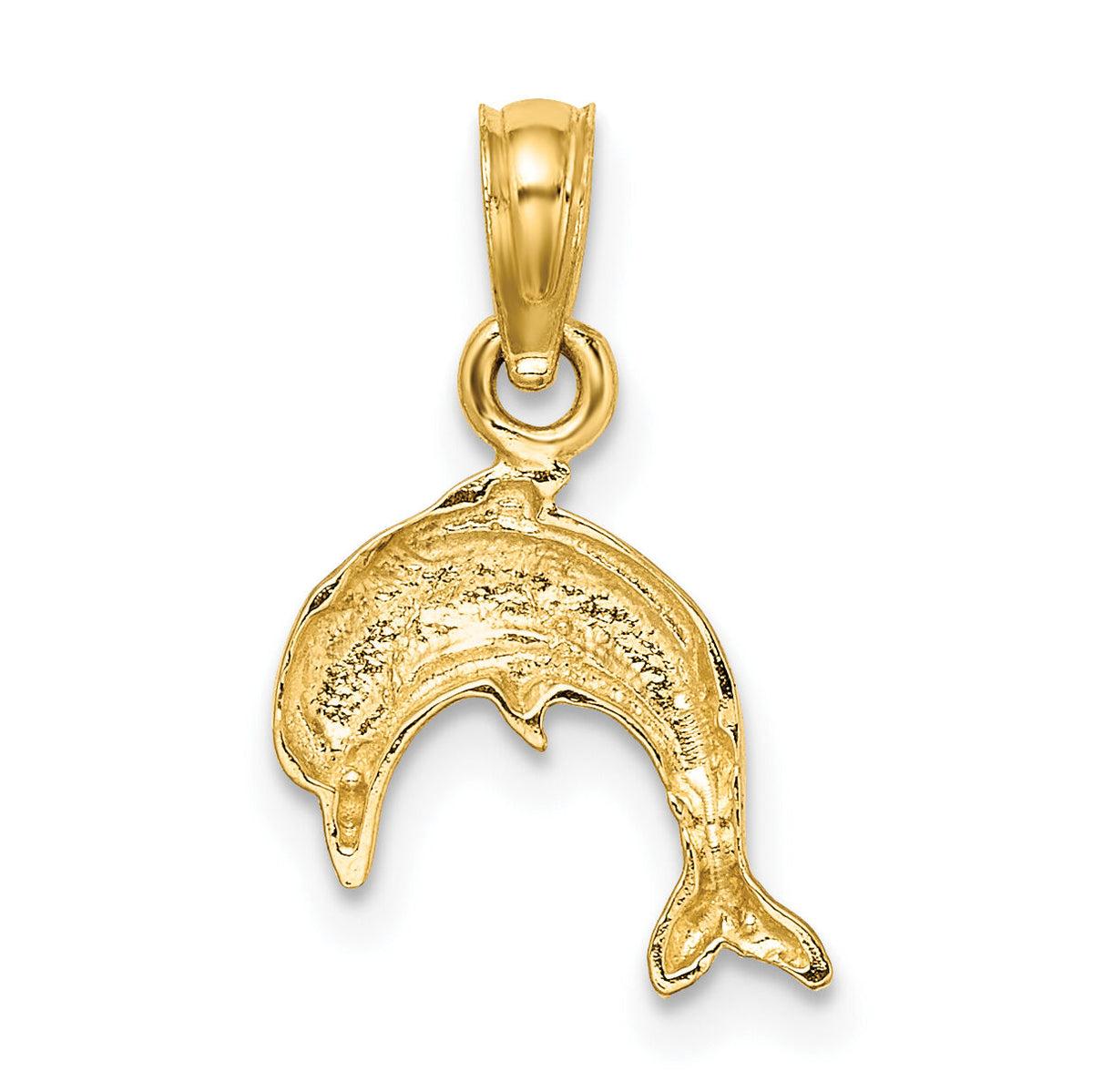 14K Textured Mini Dolphin Jumping Charm-K7821