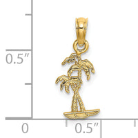 14K Texture Mini Double Palm Trees Charm-K7823