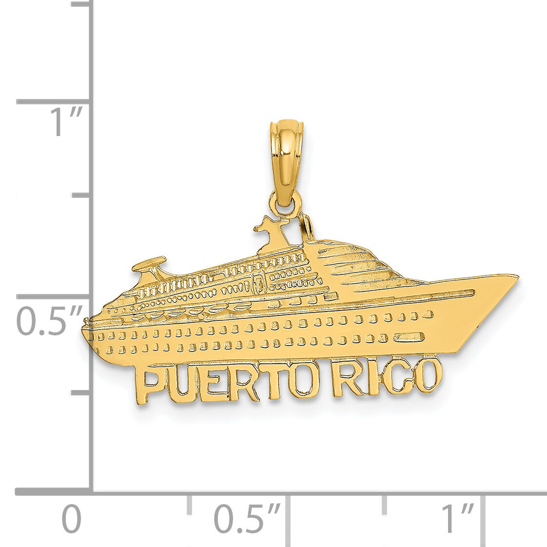 14K Polished PUERTO RICO Cruise Ship Charm-K7825