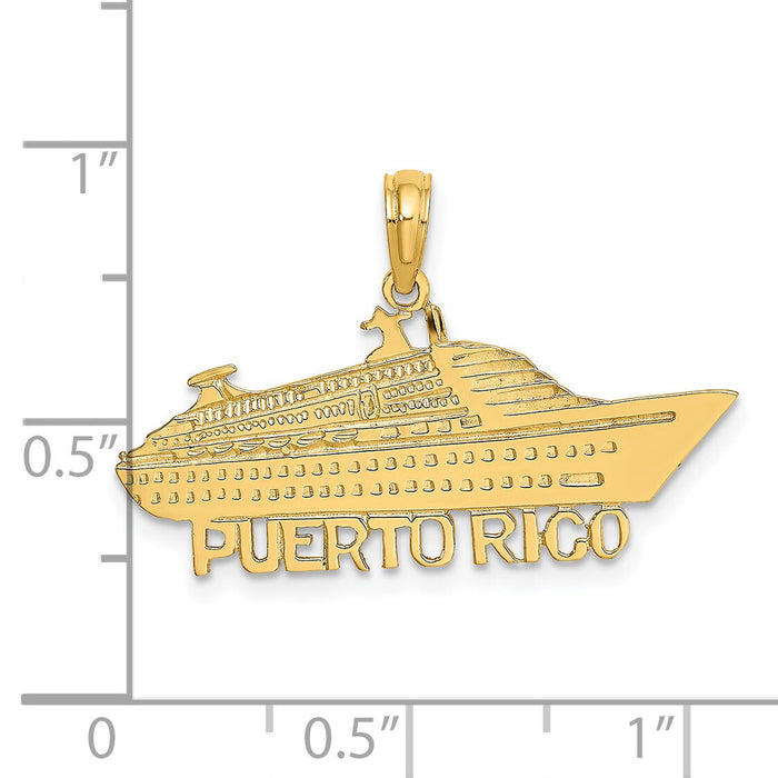 14K Polished PUERTO RICO Cruise Ship Charm-K7825
