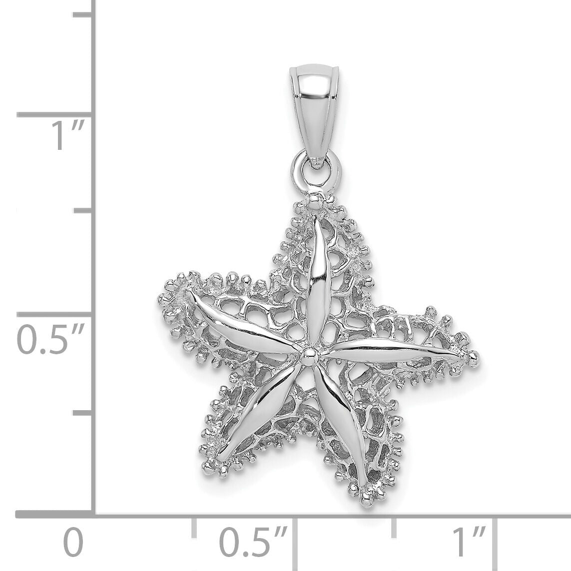 14K White Gold Starfish Filigree Charm-K7827W