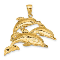 14K 2-D Three Dolphins Charm-K7828
