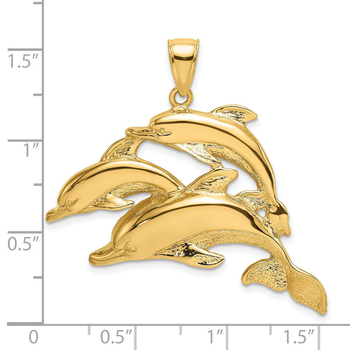 14K 2-D Three Dolphins Charm-K7828