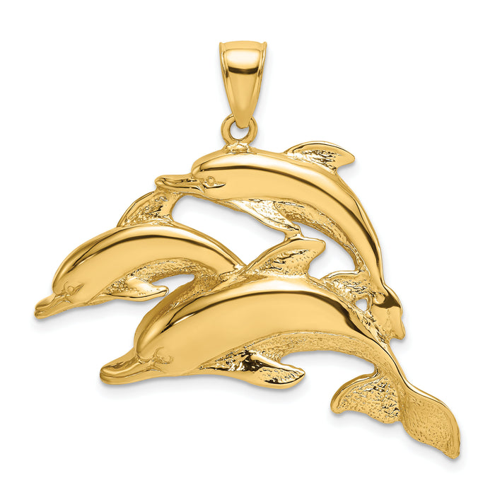 14K 2-D Three Dolphins Charm-K7828