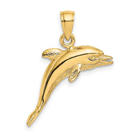 14K 3-D Polished and Textured Jumping Dolphin Charm-K7829