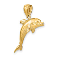 14K 3-D Polished and Textured Jumping Dolphin Charm-K7829