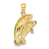 14K 2-D /Polished Two Manatees Charm-K7830