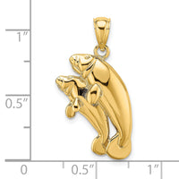 14K 2-D /Polished Two Manatees Charm-K7830