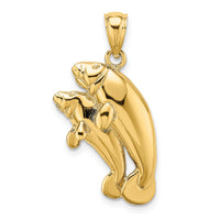 14K 2-D /Polished Two Manatees Charm-K7830