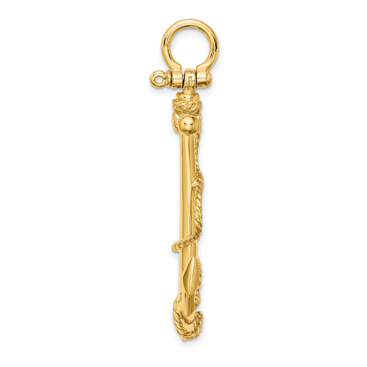 14K 3-D Large Anchor w/ Rope Charm-K7833