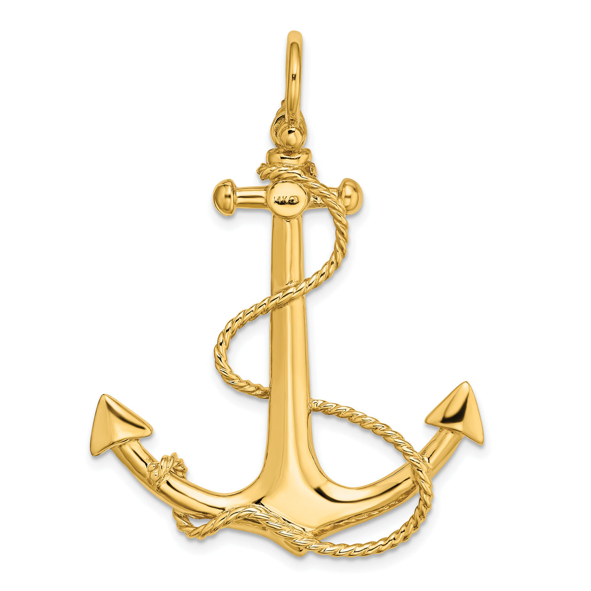 14K 3-D Large Anchor w/ Rope Charm-K7833