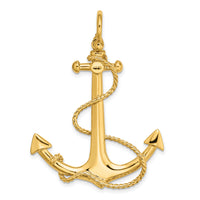 14K 3-D Large Anchor w/ Rope Charm-K7833