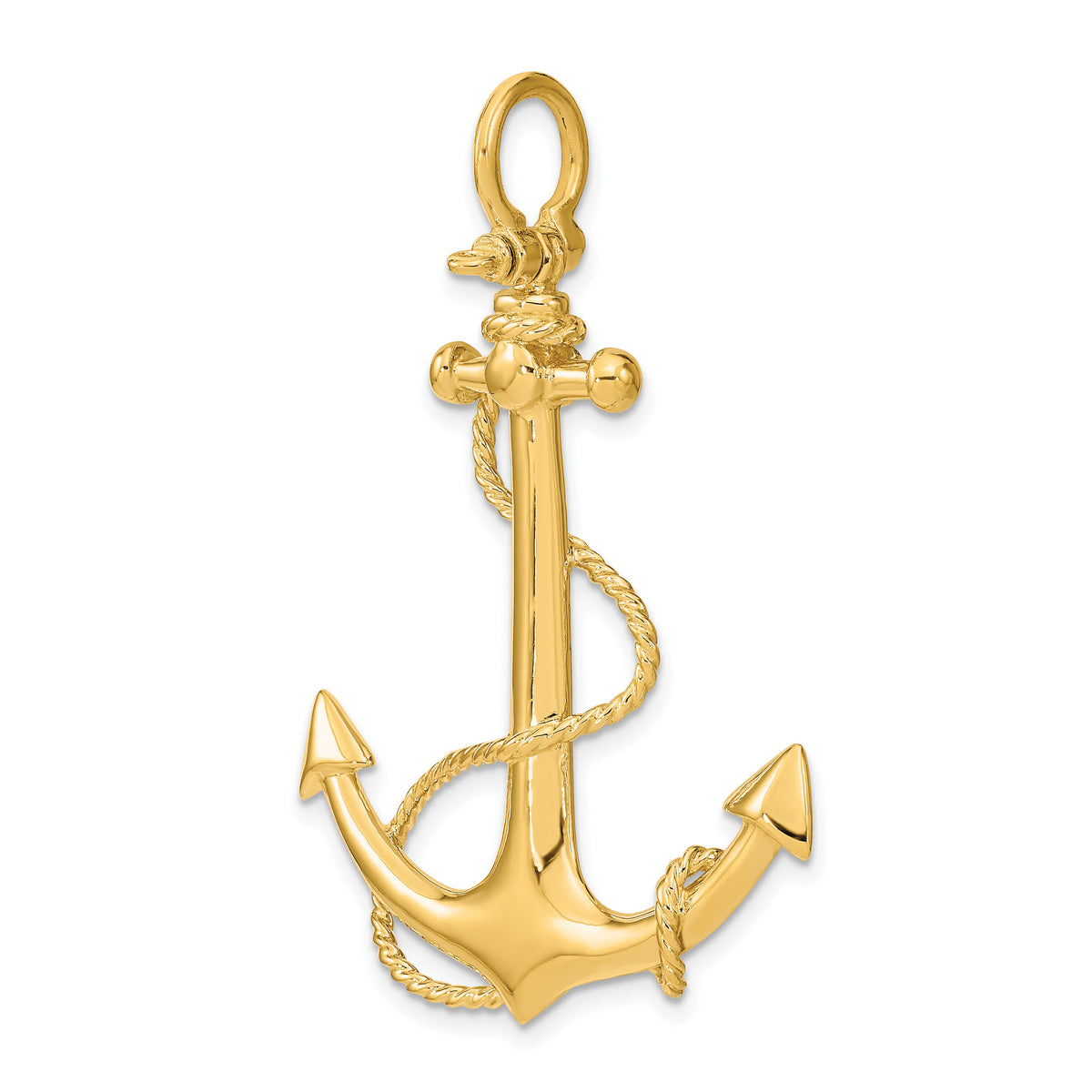 14K 3-D Large Anchor w/ Rope Charm-K7833