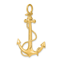 14K 3-D Large Anchor w/ Rope Charm-K7833