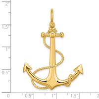 14K 3-D Large Anchor w/ Rope Charm-K7833
