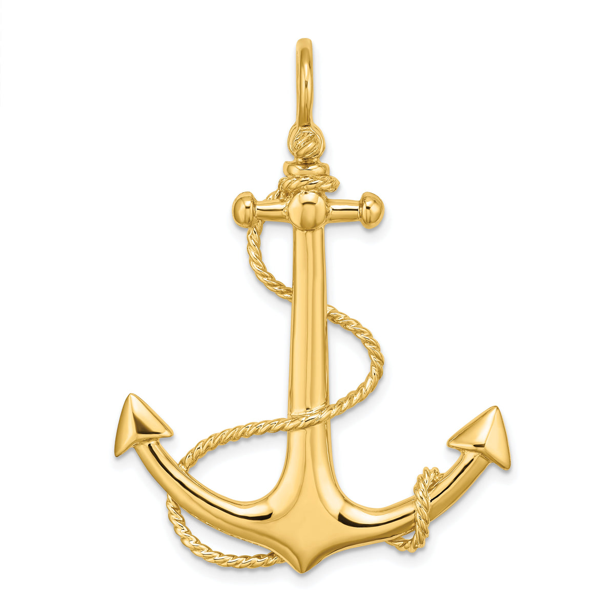 14K 3-D Large Anchor w/ Rope Charm-K7833