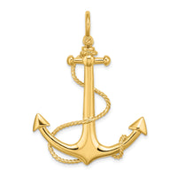 14K 3-D Large Anchor w/ Rope Charm-K7833