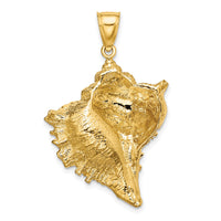 14K Texture 2-D Conch Shell Charm-K7834