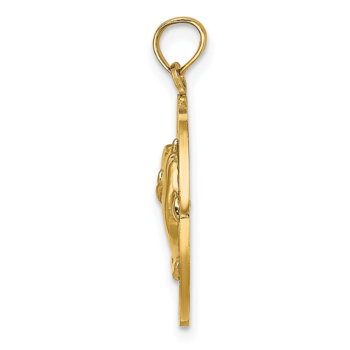 14K ST. THOMAS w/ Dolphins Round Charm-K7837
