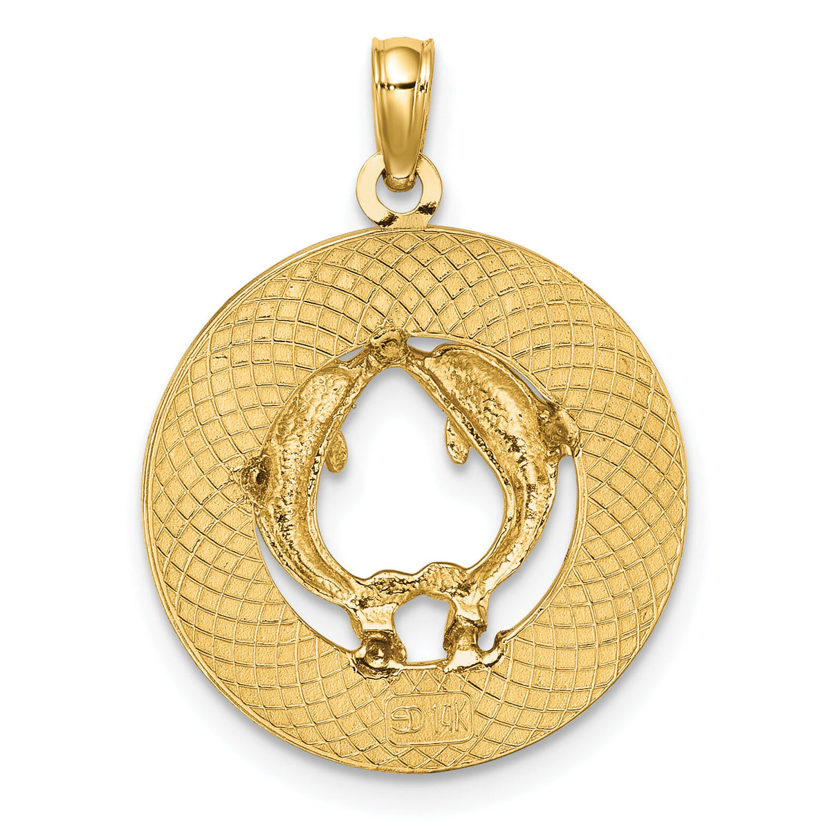 14K ST. THOMAS w/ Dolphins Round Charm-K7837
