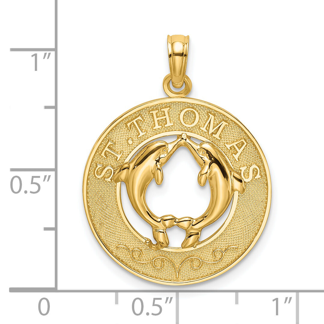 14K ST. THOMAS w/ Dolphins Round Charm-K7837