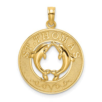 14K ST. THOMAS w/ Dolphins Round Charm-K7837