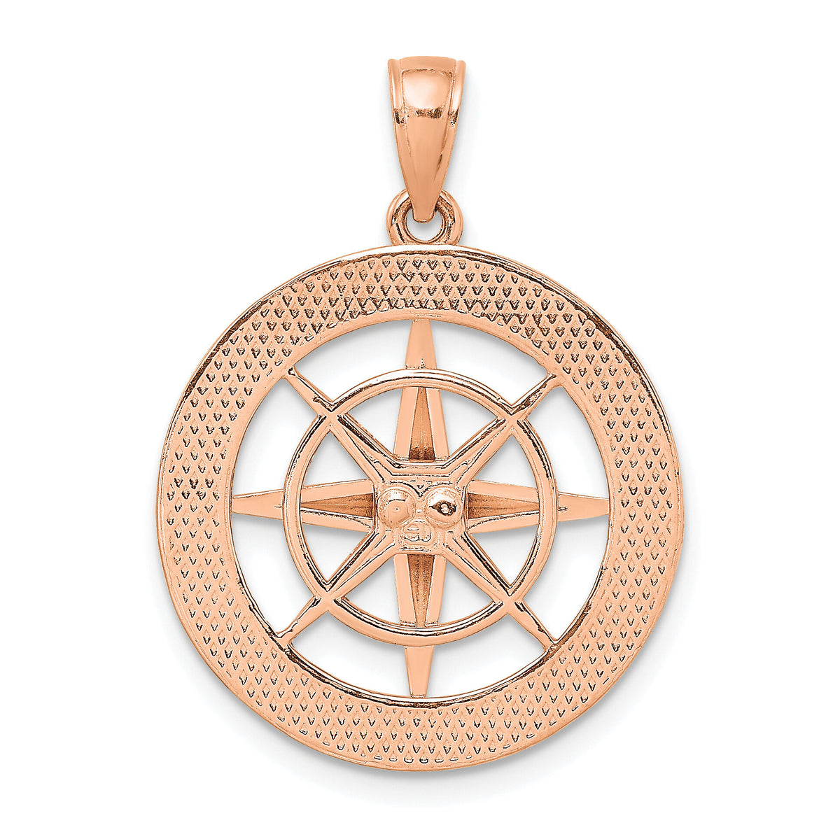 14K Rose Gold Nautical Compass Pendant-K7846R